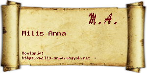 Milis Anna névjegykártya